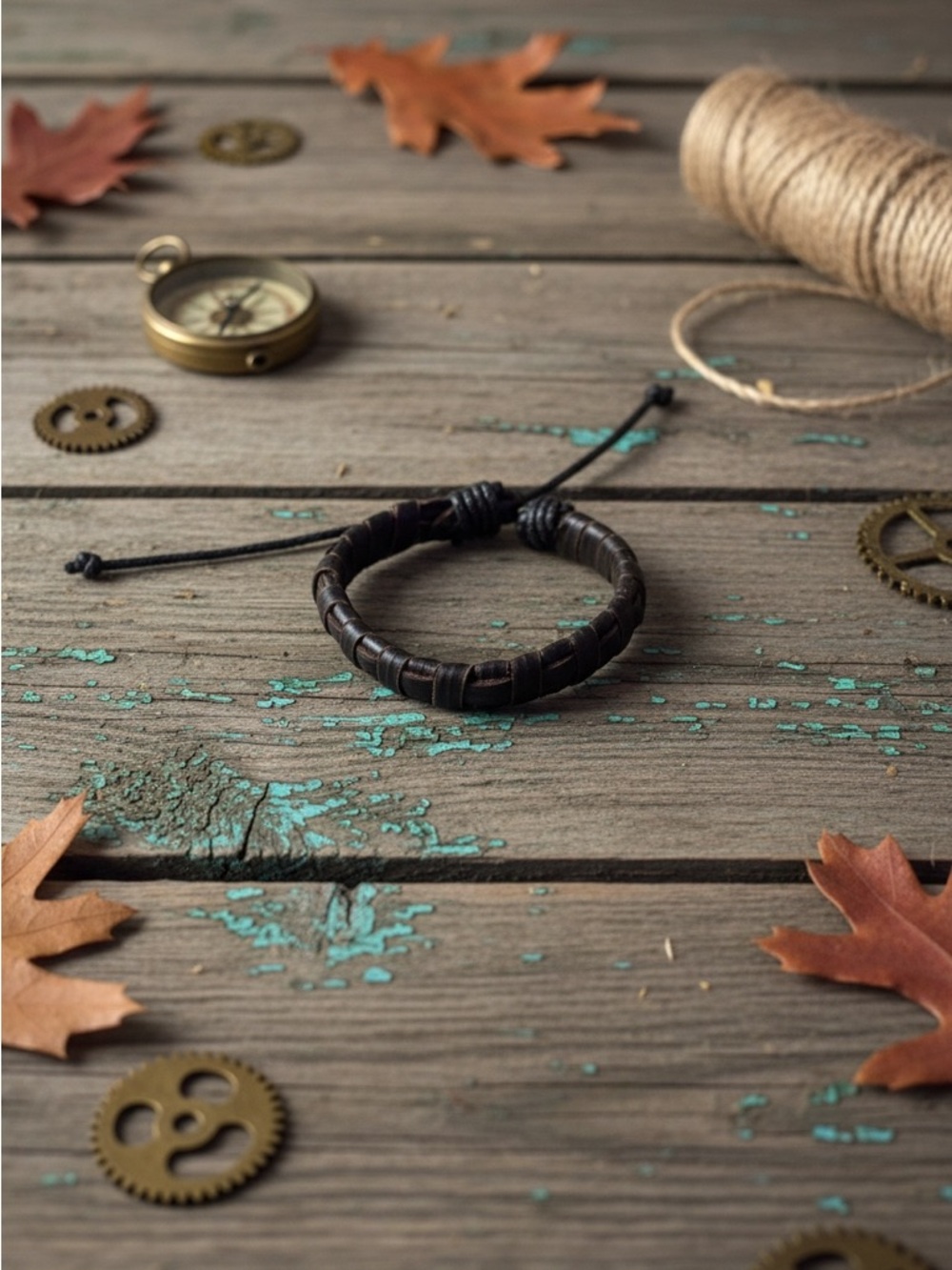 Hand Crafted Dark Brown Braided Leather Bracelet